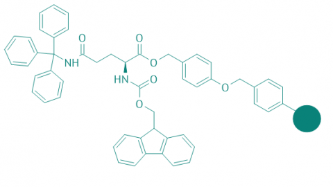 Fmoc-Gln(Trt)-Wang Harz (1% DVB; 100-200 mesh; 0,3-0,8 mmol/g)